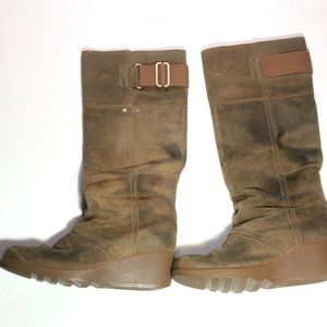 SOREL Toronto Elk Size 7 Tan Suede Wedge Heel Boots Discontinued NL2119-286